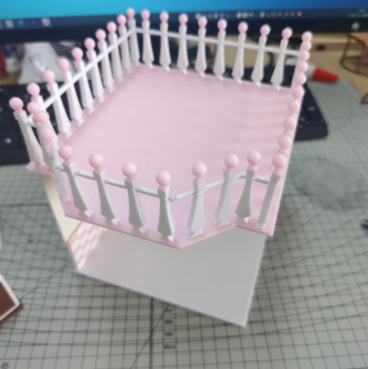RHF330 Terrace Dessert Shop Scene Background Board Pink & White Checkered Terrace Dessert Shop Scene Backdrop (with Light)