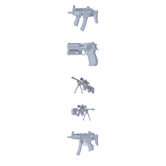 MRY-SFW LYGS152 Modern Military Modified Tactical Gun 3D Models - 5 Piece Untextured Set