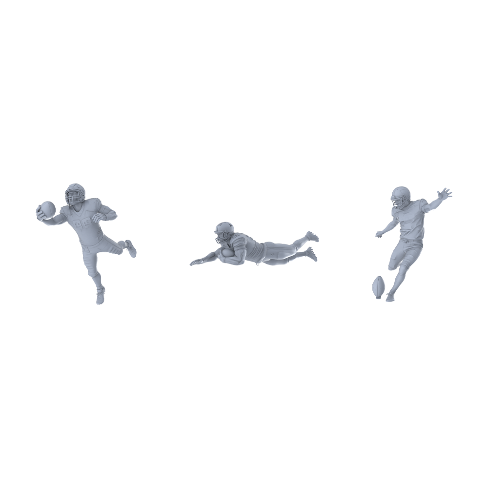Yao's Studio LYTR303  Unpainted Football Player Miniatures 3-Pack | For Diorama, Wargaming & Painting Miniatures Diorama Resin Figures