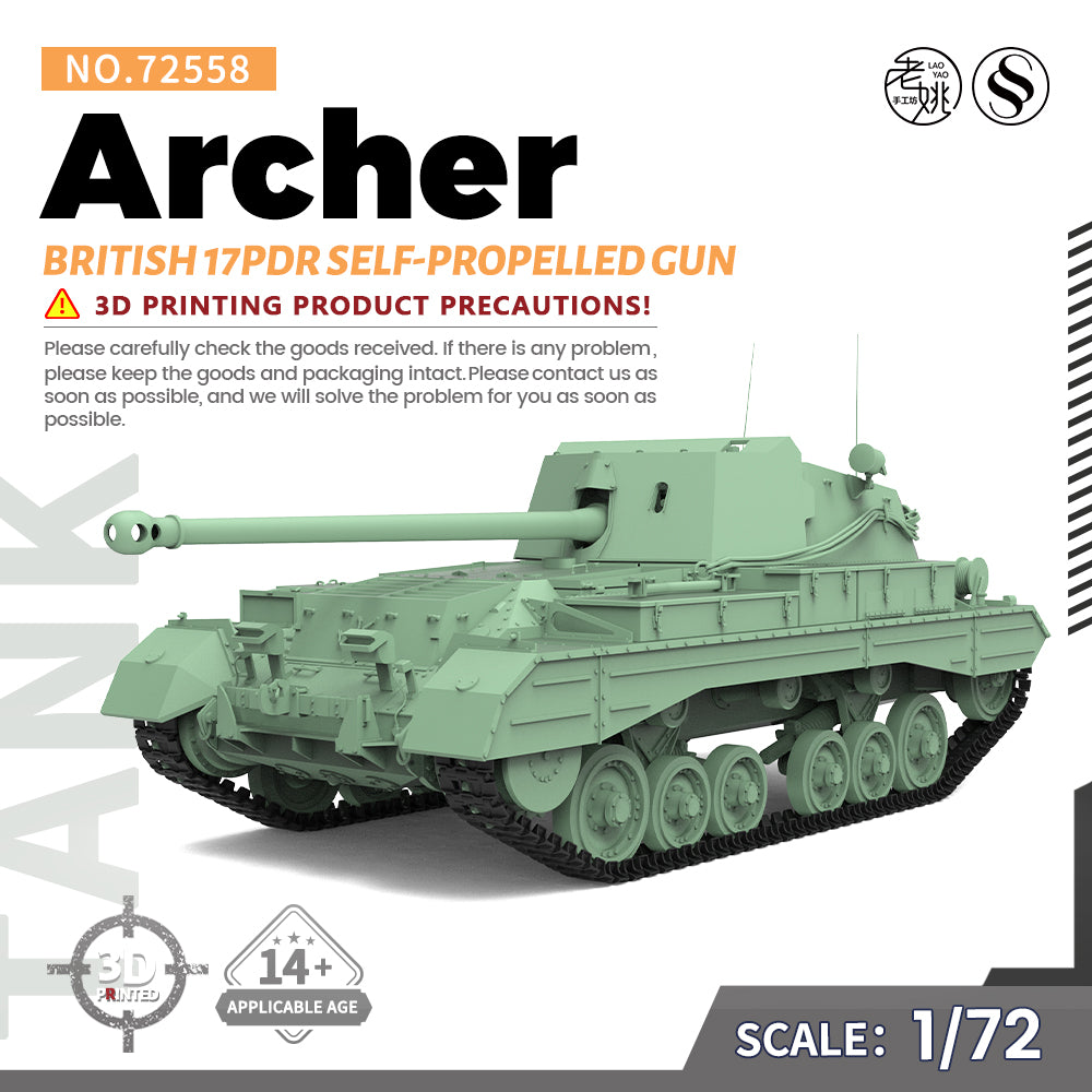 SSMODEL 558 Military Model Kit British 17pdr Self-Propelled Gun Archer ...