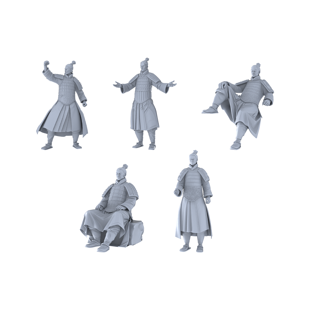 MRY-SFW LYGR227 Terracotta Army Daily Life Historical Theme War Chess Resin White Mold Miniature Soldier Scene Character Hand Figure