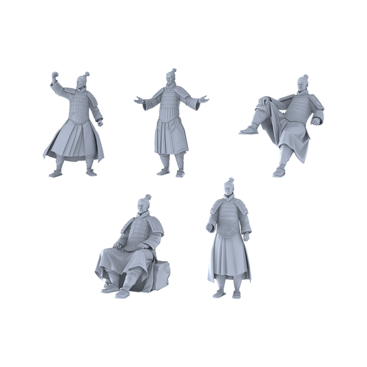 MRY-SFW LYGR227 Terracotta Army Daily Life Historical Theme War Chess Resin White Mold Miniature Soldier Scene Character Hand Figure