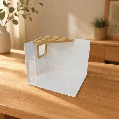 RHF0413 Modern Street Corner Shop Miniature Framework Single-Sided Display Empty Box Scene Transformation Universal Desktop Ornament Creative DIY Hut