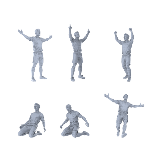 Yao's Studio LYTR268 Unpainted Miniature Football Celebration 6-Pack for Diorama & Painting Miniatures Diorama Resin Figures