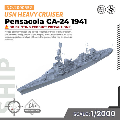 SSMODEL 552 Military Warship Model Kit US Navy Pensacola Heavy Cruiser 1941 CA-24