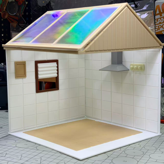 RHF315 Kitchen Scene Background Board Ins Style Sunroom Kitchen Scene Backdrop Miniature Scene Model Ornament Dollhouse Accessory