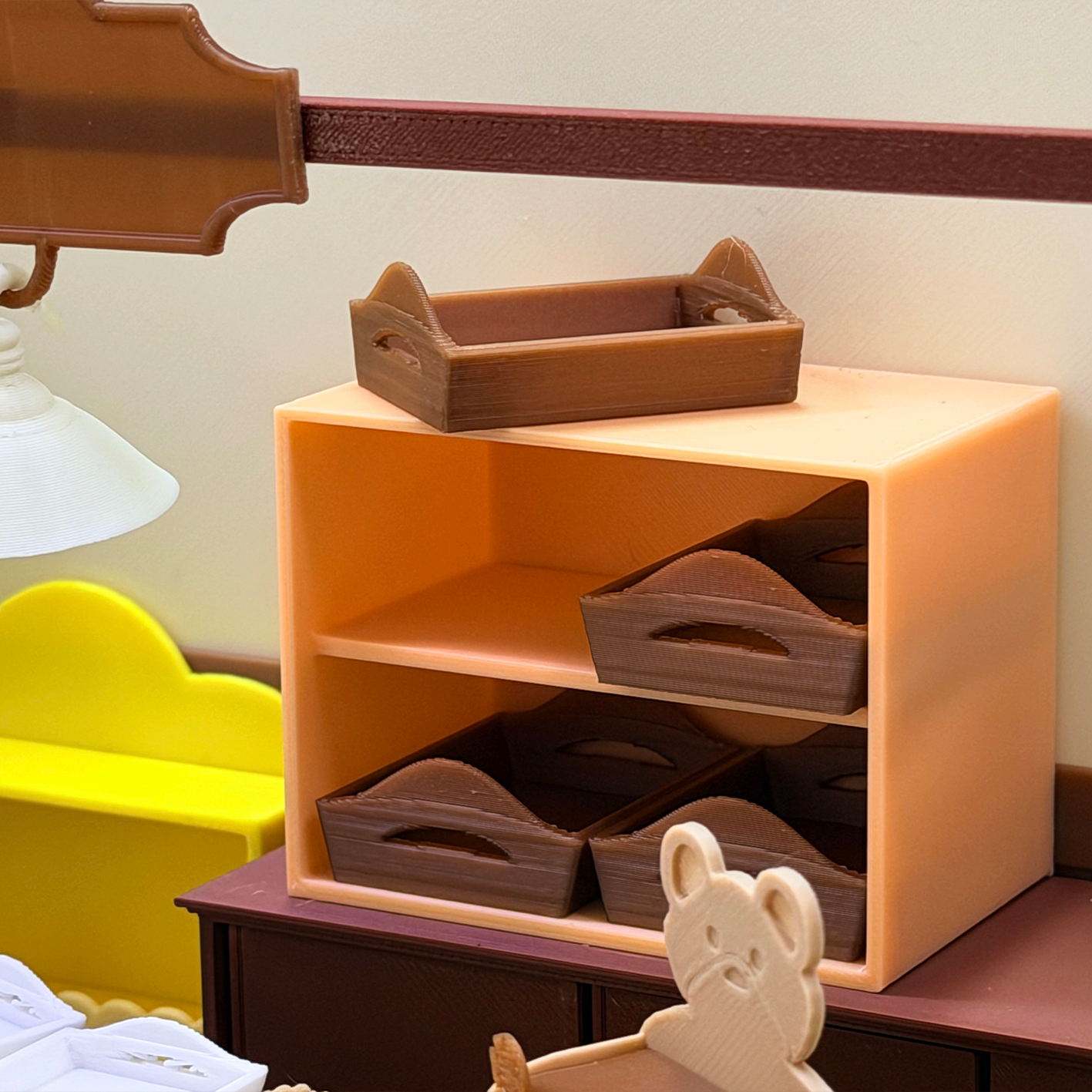 RHF269 Bread Storage Cabinet Double-Layer Four-Compartment Bread Storage Cabinet, Food Toy Accessories, Dollhouse Furniture Accessories