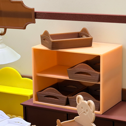 RHF269 Bread Storage Cabinet Double-Layer Four-Compartment Bread Storage Cabinet, Food Toy Accessories, Dollhouse Furniture Accessories