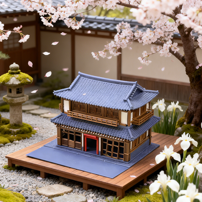 RHF287 Ancient-style Double-story Theater Miniature Building Ancient Style Double-Layer Theater Miniature Building with Openable Doors and Windows