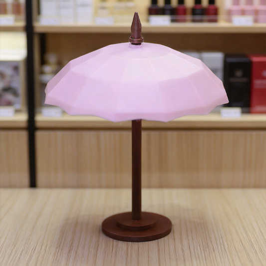RHF326 Patio Umbrella Macaron Pink Terrace Parasol, Miniature Scene Model Ornament Dollhouse Accessory