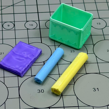 RHF304 Vintage Sewing Storage Box Mint Green Retro Sewing Thread Storage Box (with Fabric Rolls) Miniature Scene Model