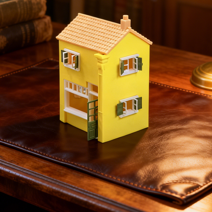 RHF284 Bright Yellow European Countryside Style Miniature House Bright Yellow European Countryside Style Miniature House with Openable Doors and Window