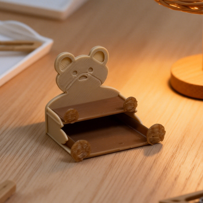 RHF272 Bear Double?Layer Storage Rack Bear Double-Layer Storage Shelf, Food Toy Accessories Dollhouse Accessories
