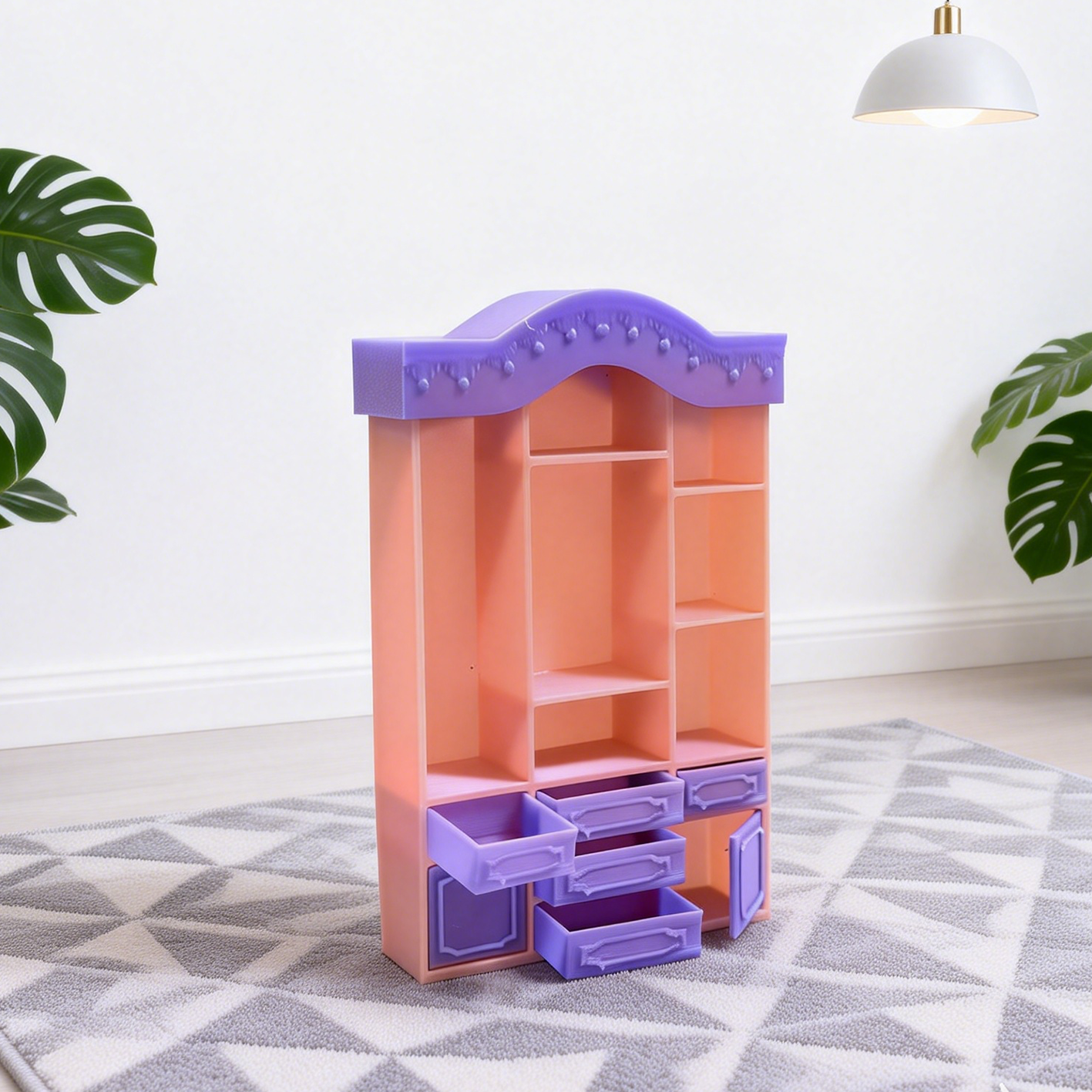 RHF300 European-Style Storage Cabinet Dreamy Purple European Style Storage Cabinet Miniature Scene Model Ornament Dollhouse Accessory