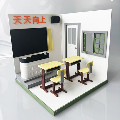 RHF121008 1/12 Classroom Door Scene 3D Printing DIY Miniature Scenes Dollhouse Frame Creative Decorations Desktop Scenarios Mini Models 12-Inch BJD OB Doll Nostalgic Classroom2