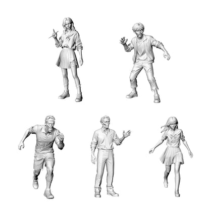 MRY-SFW LYGR319 3D Printed Post-Apocalyptic Campus Zombies 5PCS Miniature for Painting