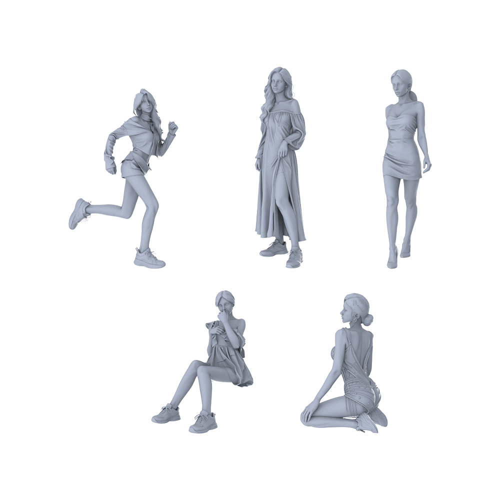MRY-SFW LYGR174 Beauty 3 Female Warrior Chess Resin White Model War Game Miniature Soldier Scene Character Figure Hand Painted