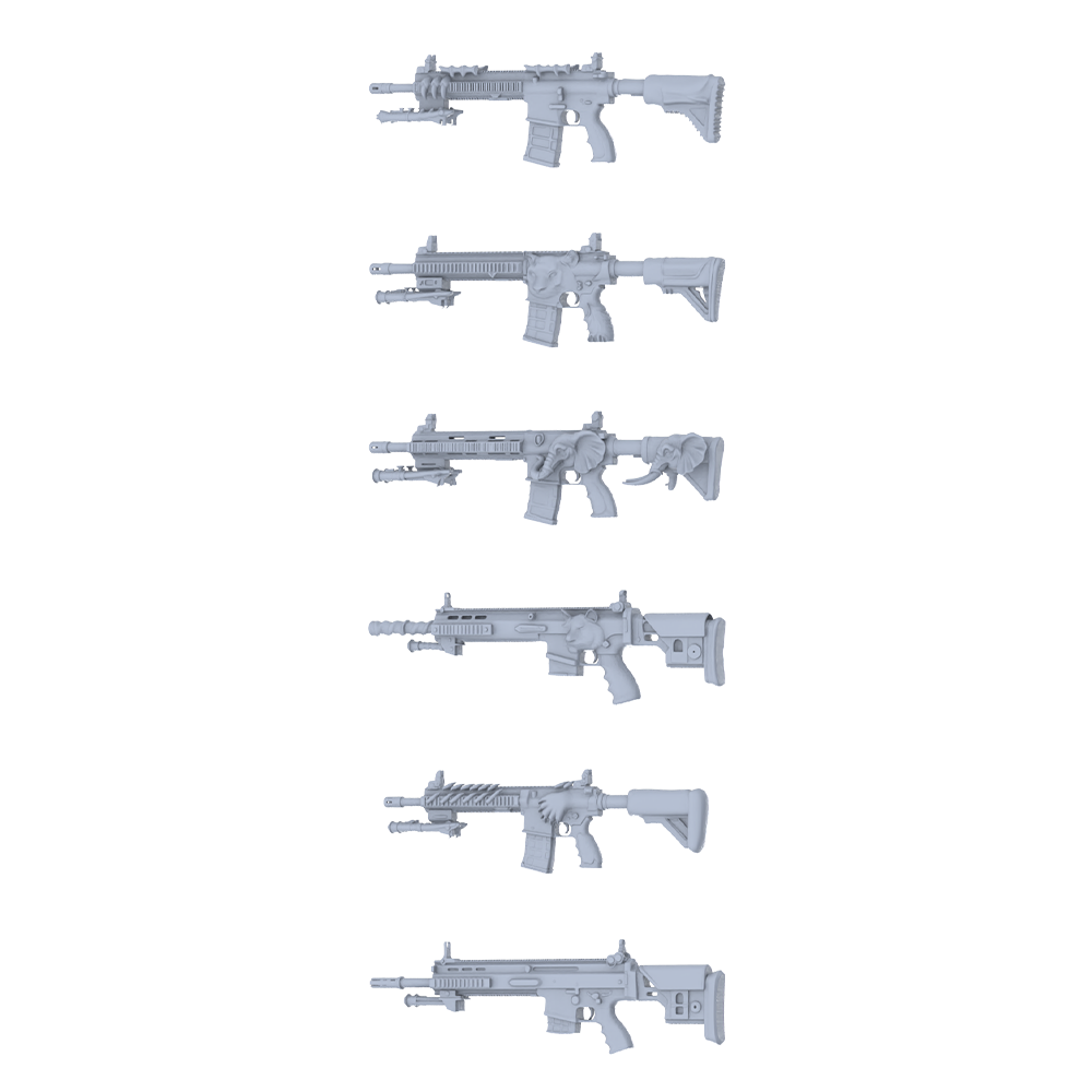 MRY-SFW LYGS327 Wild Totem Series - 6-Piece Sci-Fi Assault Rifle Set Modified with Full Beast Head & Claw Elements