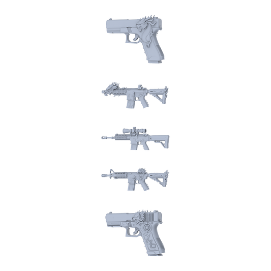 MRY-SFW LYGS145 Dragon Fantasy Modified Tactical Gun 3D Models - 5 Piece Untextured Set