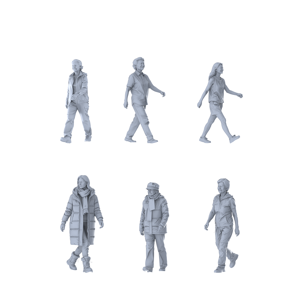MRY-SFW LYTR673 Modern Daily Walking Style Multi-Character Multi-Pose Six-Person Set Miniature Car Diorama Figures Scene Props Accessories Resin