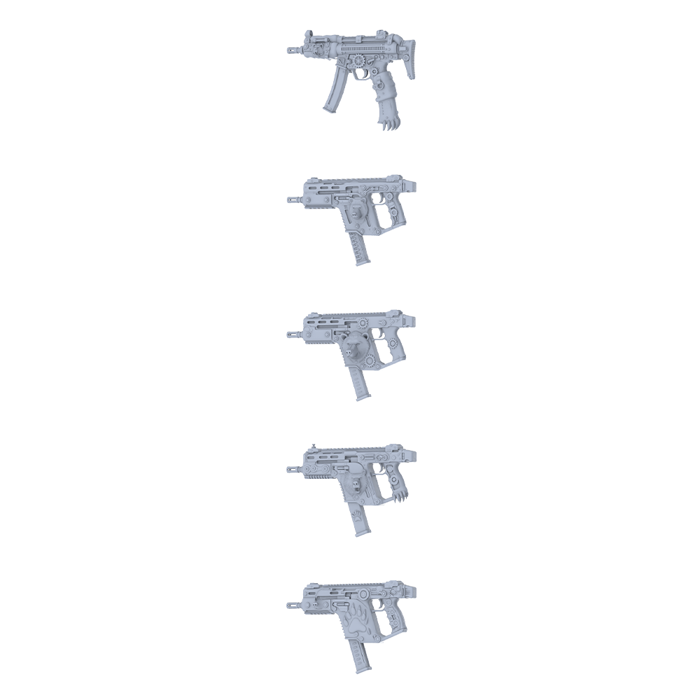 MRY-SFW LYGS298 Gear Mecha Series - 5-Piece Sci-Fi Submachine Gun Set Modified with Mechanical Gear Elements