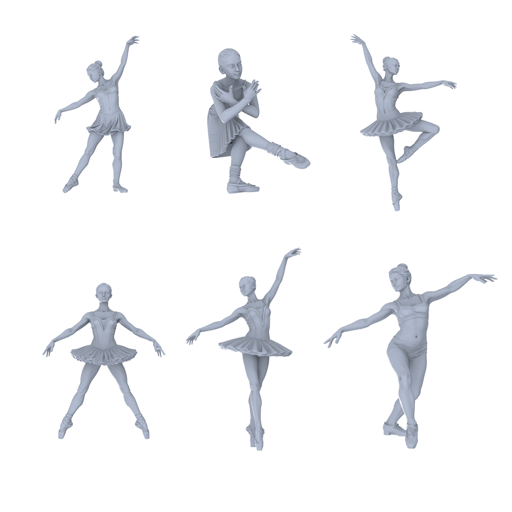 MRY-SFW LYTR748 Modern Ballet Dance Figure 6 pcs Miniature Car Diorama Figures Scene Props Accessories Resin