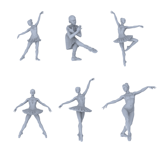 MRY-SFW LYTR748 Modern Ballet Dance Figure 6 pcs Miniature Car Diorama Figures Scene Props Accessories Resin