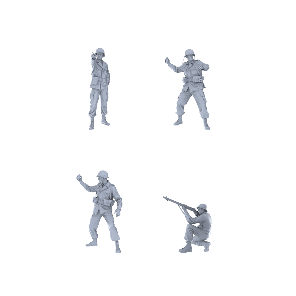 MRY-SFW LYGR188 WWII US Army Combat Wargame Resin Blank Model Miniature Scene Figure Hand Model Hand Painted