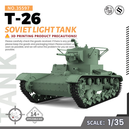 SSMODEL 597 Military Armoured Model Kit Soviet T-26 Light Tank