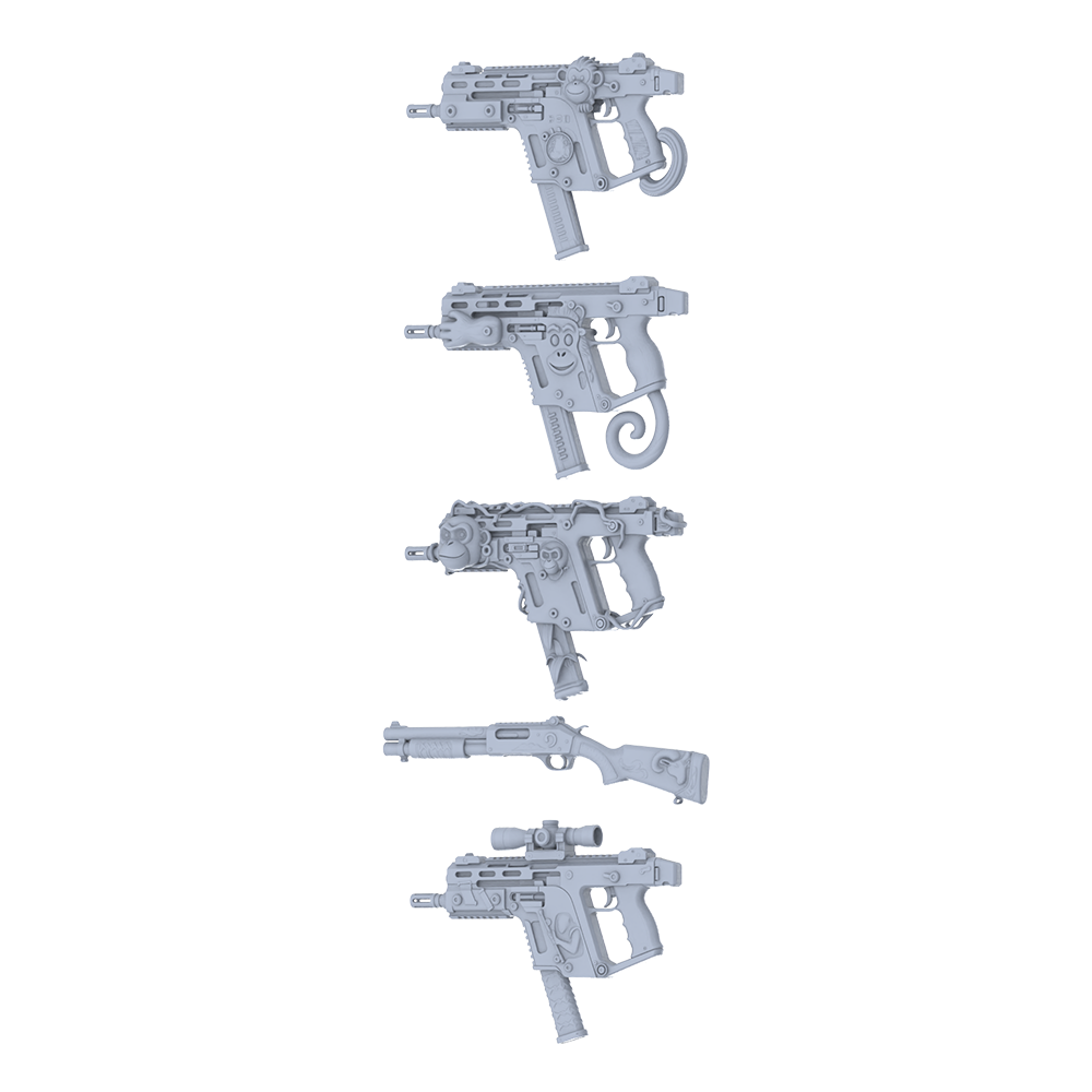 MRY-SFW LYGS202 Kawaii Fantasy Custom Firearm Pack - 5 Unique Monkey/Tail/Paw Designs