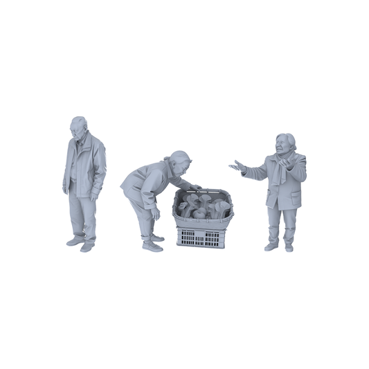 Yao's Studio LYTR184 Marketplace Elderly Figures Resin Miniature Model 3-Figure Set, Unpainted Street Life Figures, DIY Painting Scene Decoration Miniatures Diorama Resin Figures