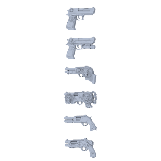 MRY-SFW LYGS132 Majestic Lion & Steampunk Modified Compact Gun Set - 6 Regal Variants (Untextured)