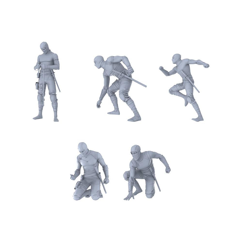 MRY-SFW LYGR210 Ninja fighting action war flag resin white mold theme war game miniature soldier scene figure hand model hand painting