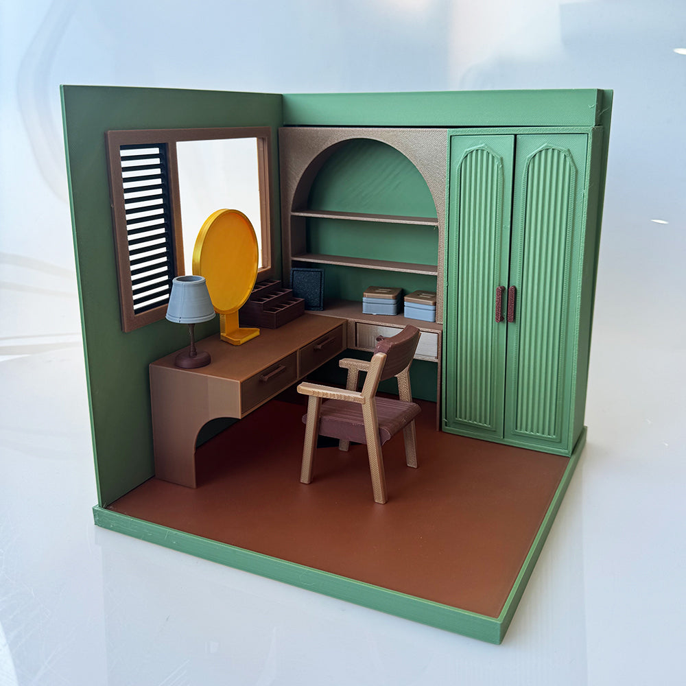 RHF1017 Dressing Room 3D Printed Miniature Model: Dollhouse Vanity Wardrobe Suitable for Miniature House Bedroom Toys