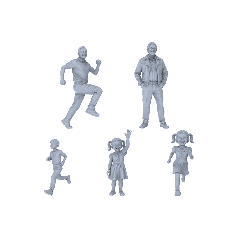 Yao's Studio LYTR217  Unpainted Miniature 5-Piece Set - Family Playtime Scene Models for Realistic Dioramas Miniatures Diorama Resin Figures
