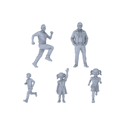 Yao's Studio LYTR217  Unpainted Miniature 5-Piece Set - Family Playtime Scene Models for Realistic Dioramas Miniatures Diorama Resin Figures