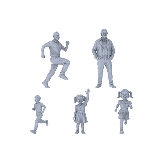Yao's Studio LYTR217  Unpainted Miniature 5-Piece Set - Family Playtime Scene Models for Realistic Dioramas Miniatures Diorama Resin Figures
