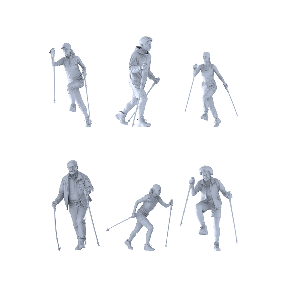 MRY-SFW LYTR667 Modern Outdoor Hiking Mountaineering Style Multi-Character Multi-Pose Six-Person Set Miniature Car Diorama Figures Scene Props Accessories Resin