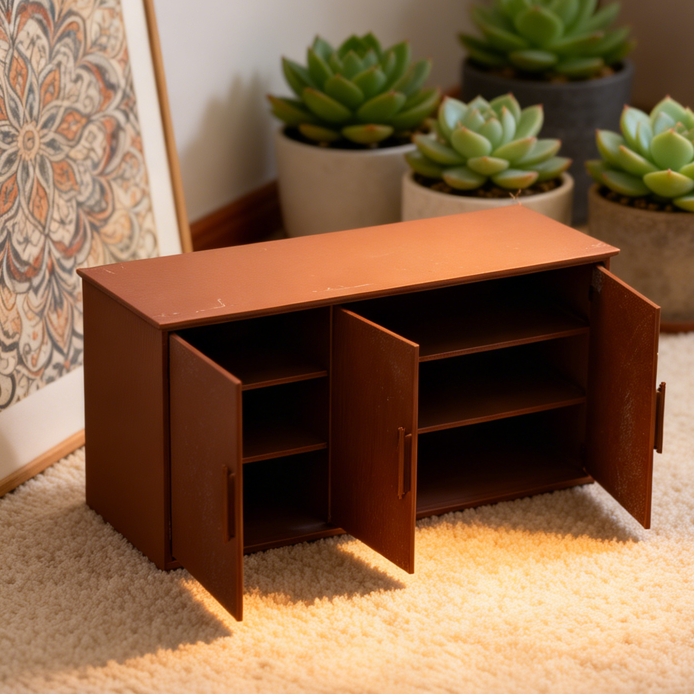 RHF274 3-Door Storage Cabinet Three-Door Storage  Cabinet Food Toy Accessories Dollhouse Furniture AccessoriesShop Scene Props