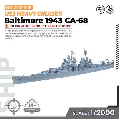 SSMODEL 556 Military Warship Model Kit US Navy Baltimore Heavy Cruiser 1943 CA-68