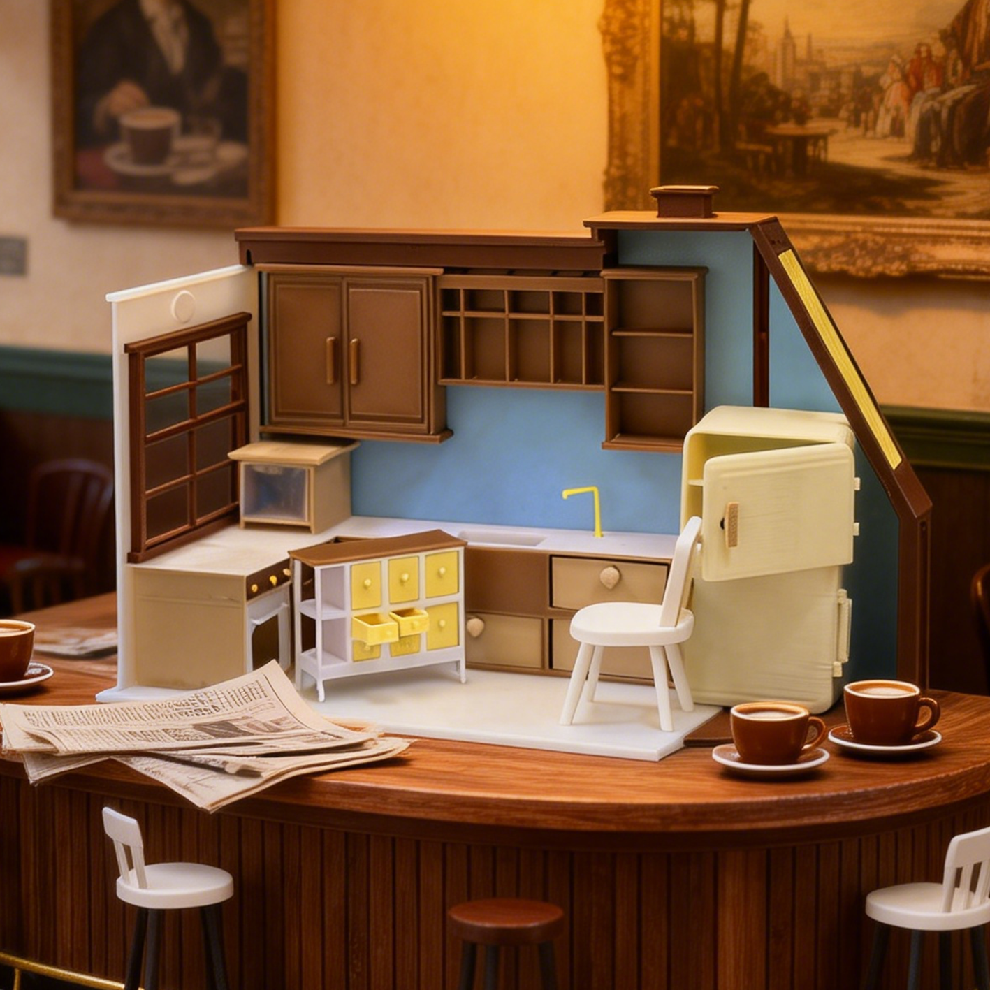 RHF282 Kitchen Scene Set Full Set Kitchen Scene Set, Food Toy Accessories, Dollhouse Furniture Accessories