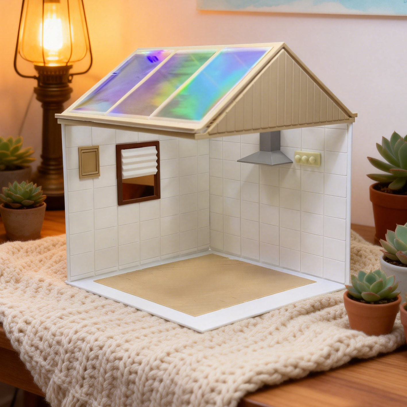 RHF315 Kitchen Scene Background Board Ins Style Sunroom Kitchen Scene Backdrop Miniature Scene Model Ornament Dollhouse Accessory