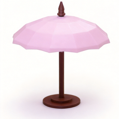 RHF326 Patio Umbrella Macaron Pink Terrace Parasol, Miniature Scene Model Ornament Dollhouse Accessory