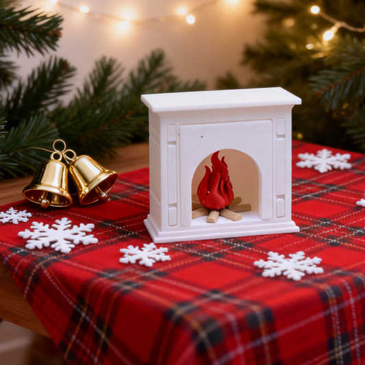 RHF320 Realistic Flame Fireplace Cream White Simulation Flame Fireplace, Miniature Scene Model Ornament, Dollhouse Accessory