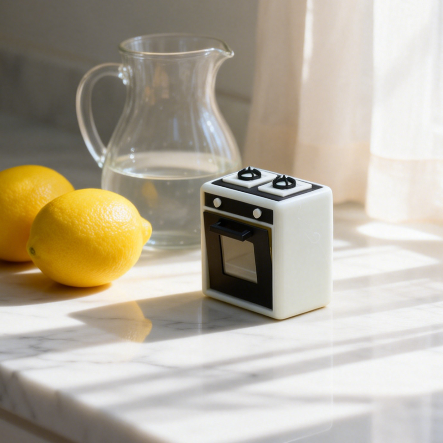 RHF308 Mini Double-Burner Oven Minimalist Black & White Double Burner Mini Oven Miniature Scene Model Ornament Dollhouse Accessory