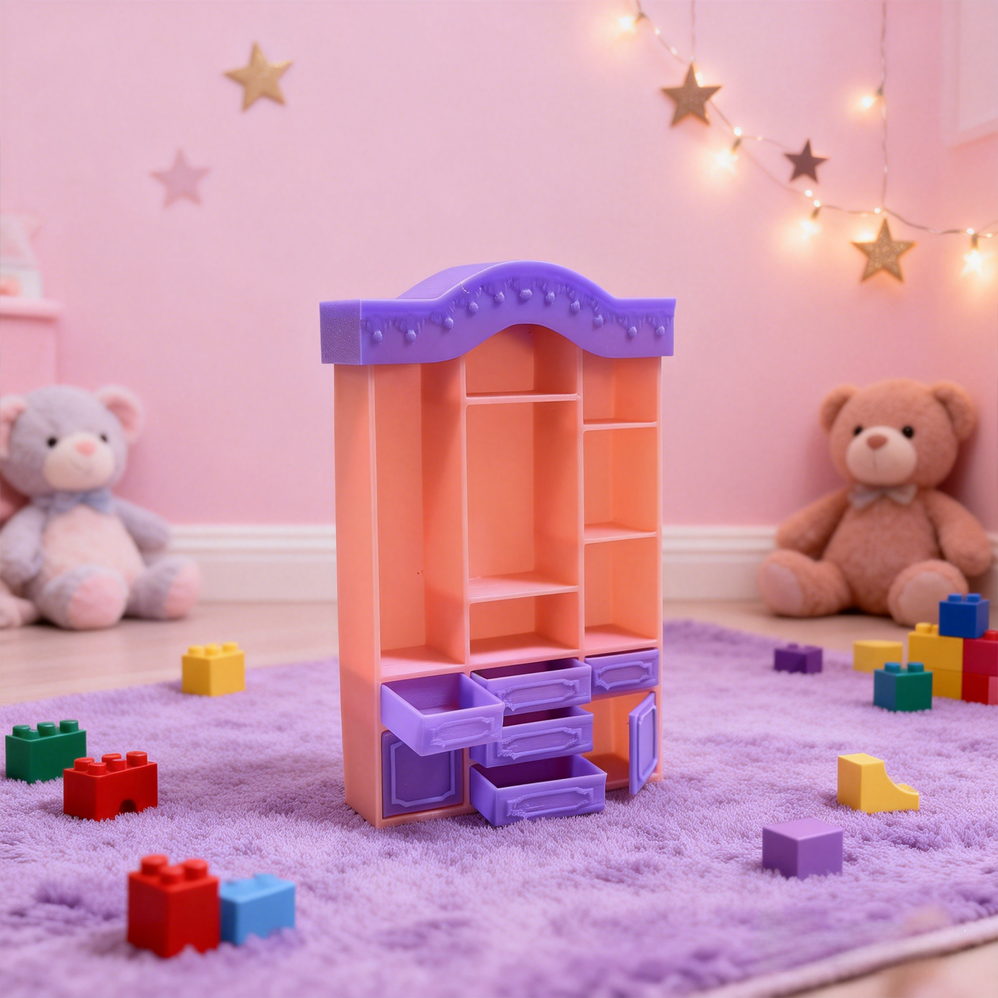 RHF300 European-Style Storage Cabinet Dreamy Purple European Style Storage Cabinet Miniature Scene Model Ornament Dollhouse Accessory