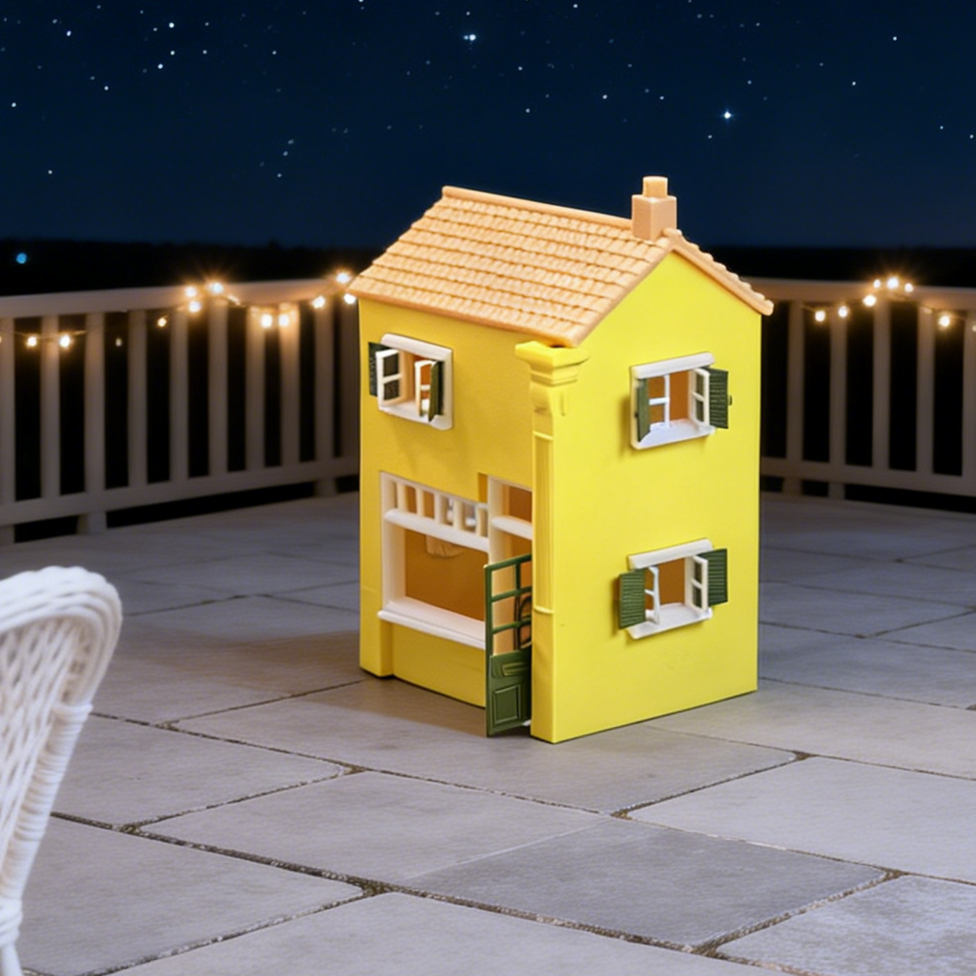 RHF284 Bright Yellow European Countryside Style Miniature House Bright Yellow European Countryside Style Miniature House with Openable Doors and Window