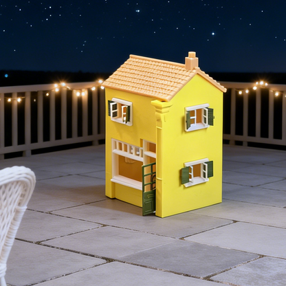 RHF284 Bright Yellow European Countryside Style Miniature House Bright Yellow European Countryside Style Miniature House with Openable Doors and Window