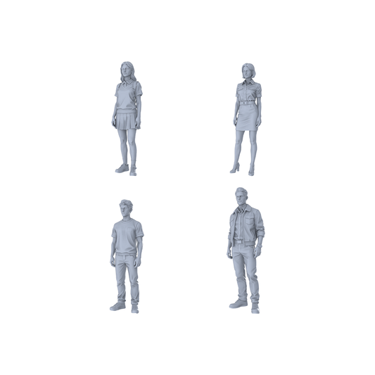 Yao's Studio LYTR310  Unpainted Urban Figures Miniatures 4-Pack | For Diorama, Hobby Painting & Collection Miniatures Diorama Resin Figures