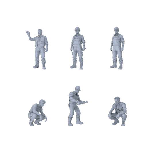 Yao's Studio LYTR304  Unpainted Worker Miniatures 6-Pack | For Diorama, Hobby Painting & Scene Props Miniatures Diorama Resin Figures